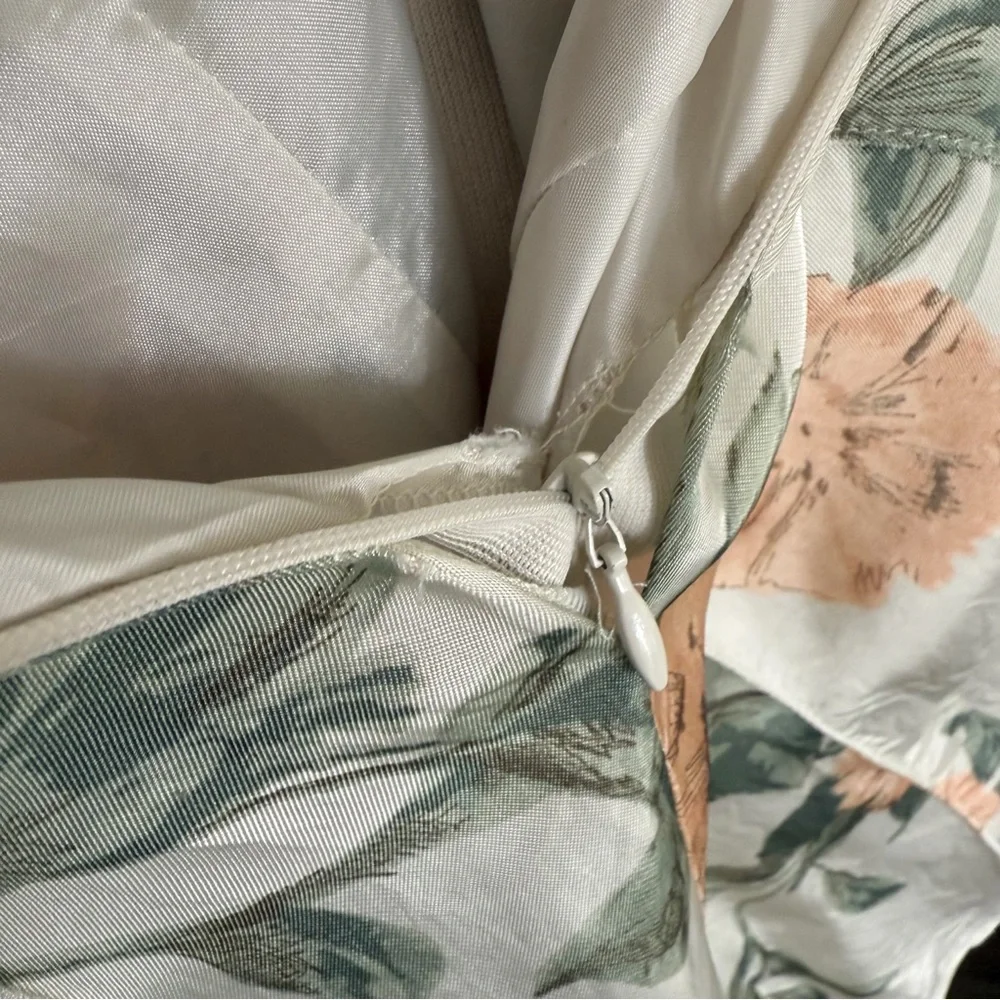 MNG Mango Peach & Green Floral Cream A-line Skirt Size 8